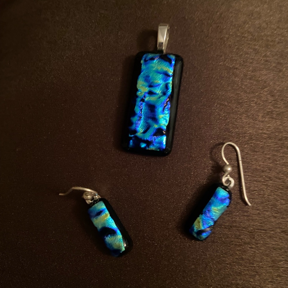 Blue and Black Glass Jewelry Set
